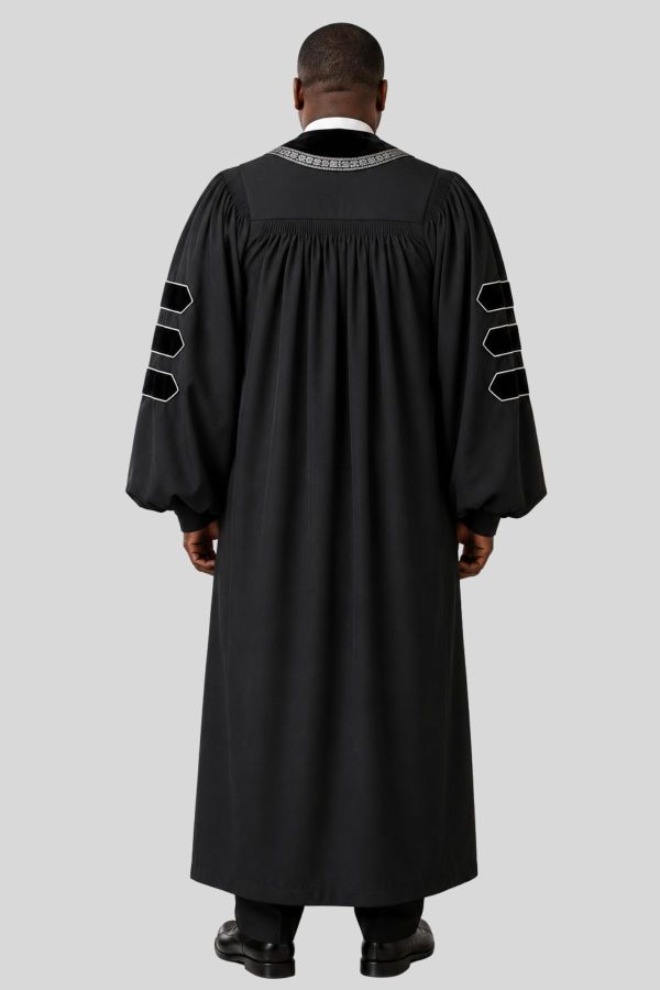 Black Pulpit Holy Clergy's Robe with Sophisticated Details