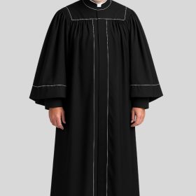 Black Pulpit Holy Clergy's Robe with Sophisticated Details