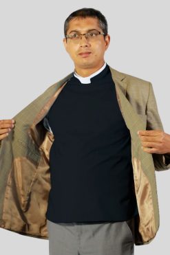Timeless Roman Collar Shirt Front in Black for Clergy Wear