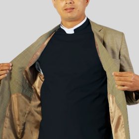 Timeless Roman Collar Shirt Front in Black for Clergy Wear