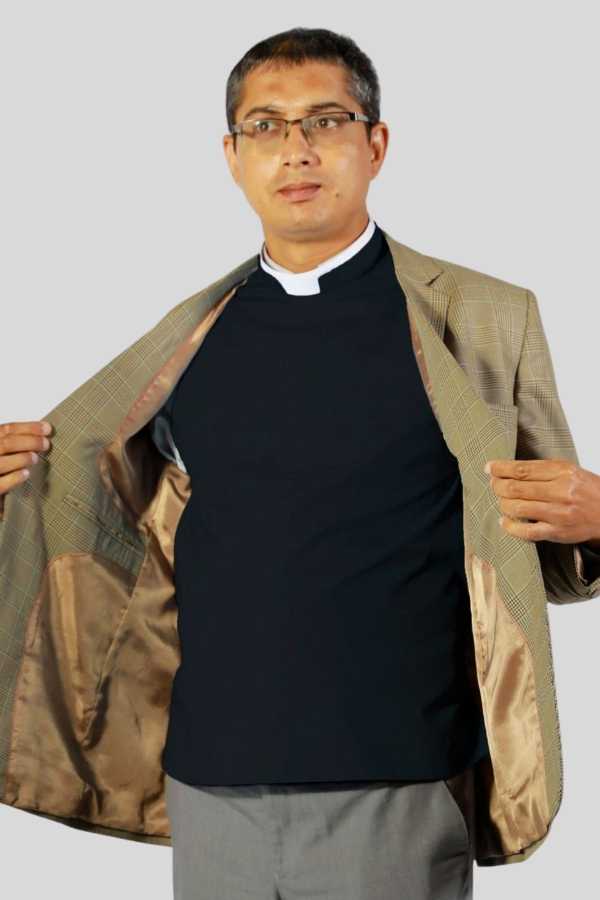 Timeless Roman Collar Shirt Front in Black for Clergy Wear