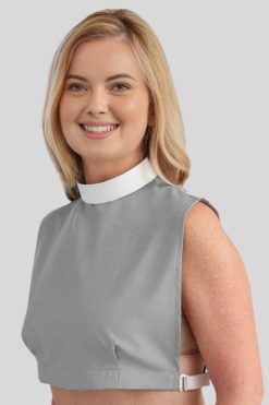 Ladies Neckband Clergy Bib with Comfortable Fit Gray