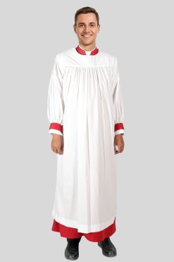 Traditional White Clergy Rochet with Pleated Sleeves
