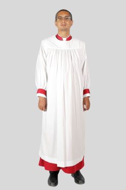 Traditional White Clergy Rochet with Pleated Sleeves