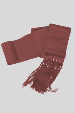 Brown Cincture Belt with Knotted Fringe Detail