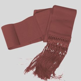 Brown Cincture Belt with Knotted Fringe Detail