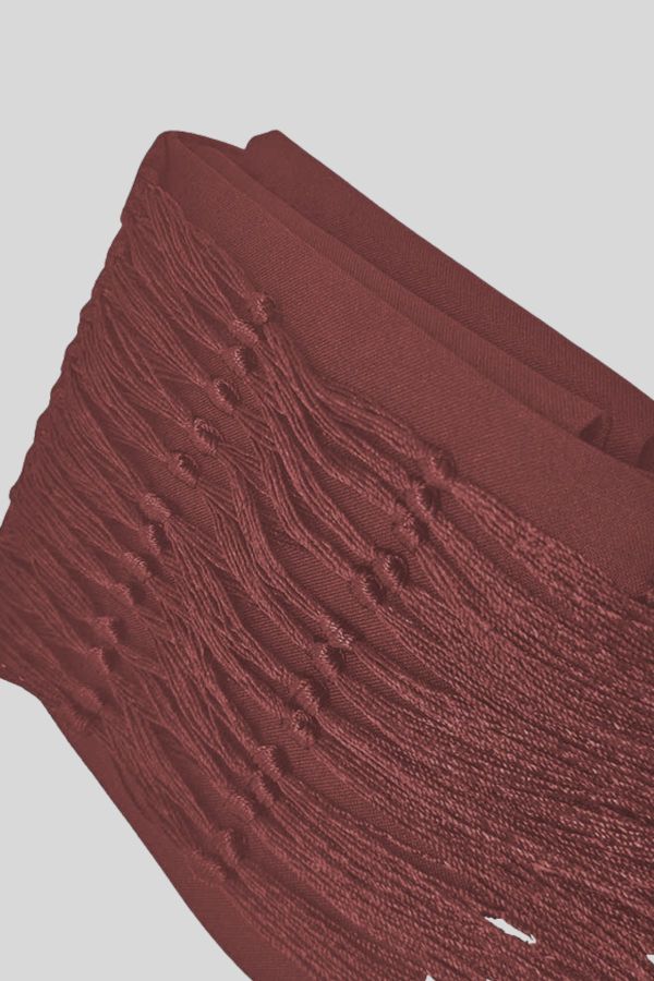 Brown Cincture Belt with Knotted Fringe Detail