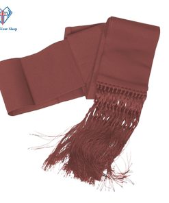 Brown Cincture Belt with Knotted Fringes