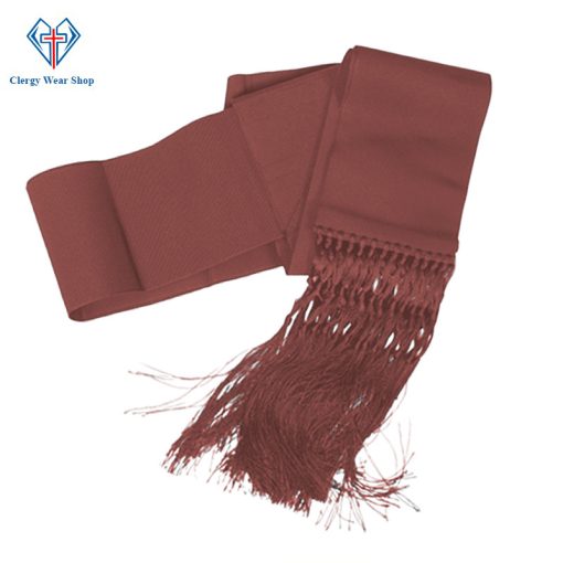 Brown Cincture Belt with Knotted Fringes