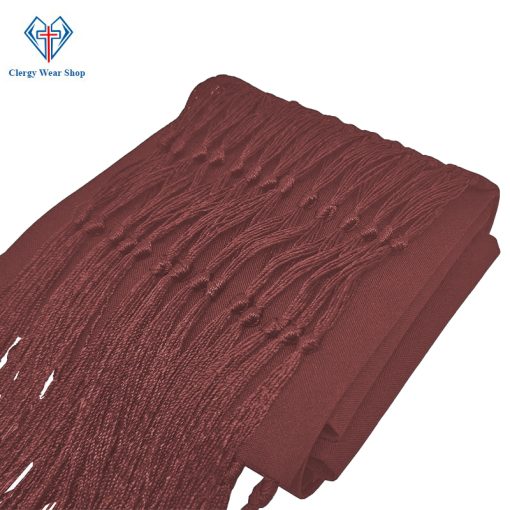 Brown Cincture Belt with Knotted Fringes