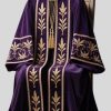 Embroidered Purple Clergy Robe with Golden Trim