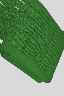 Green Cincture Belt with Knotted Fringe Finish