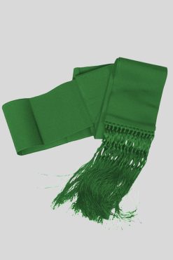 Green Cincture Belt with Knotted Fringe Finish