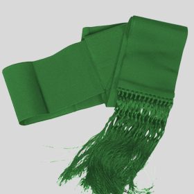 Green Cincture Belt with Knotted Fringe Finish