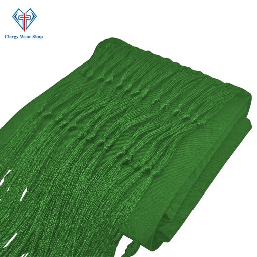 Green Cincture Belt with Knotted Fringes