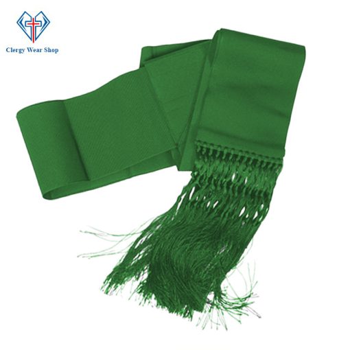Green Cincture Belt with Knotted Fringes