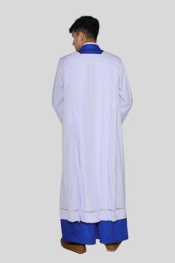 Liturgical Alb with Lace and Square Neck for Men
