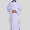 Liturgical Alb with Lace and Square Neck for Men