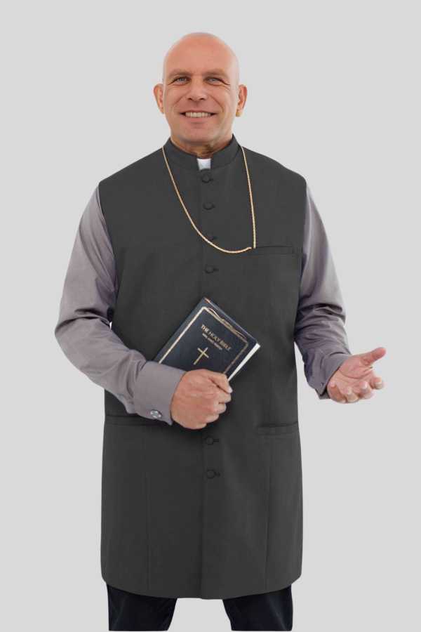 Long Black Clergy Vest