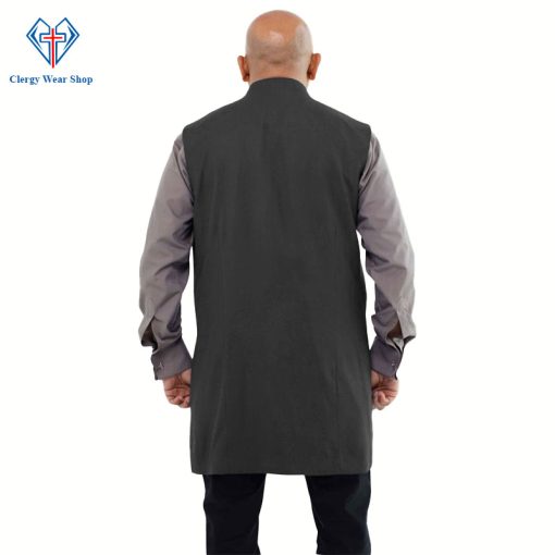 Long Black Clergy Vest for Sunday Worship
