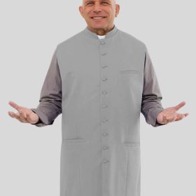 Gray Long Clergy Vest for Celebrations and Worship