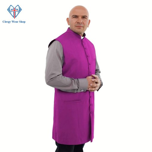 Long Red Purple Clergy Vest for Reverent Worship and Holy Services