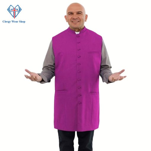Long Red Purple Clergy Vest for Reverent Worship and Holy Services