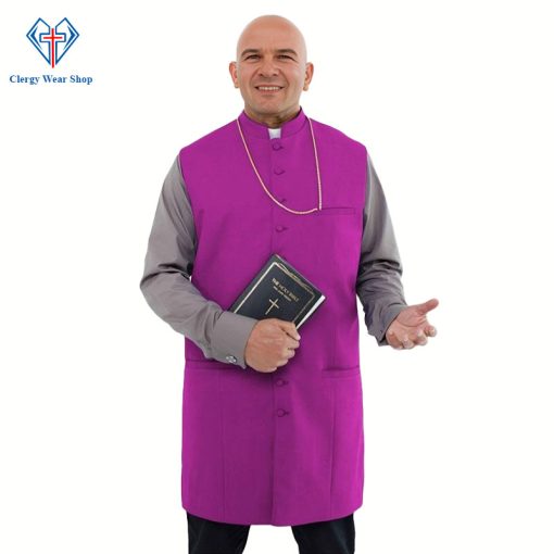 Long Red Purple Clergy Vest for Reverent Worship and Holy Services