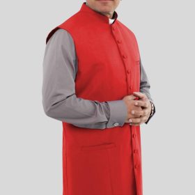 Red Long Clergy Vest for Holy Gatherings and Ceremonies