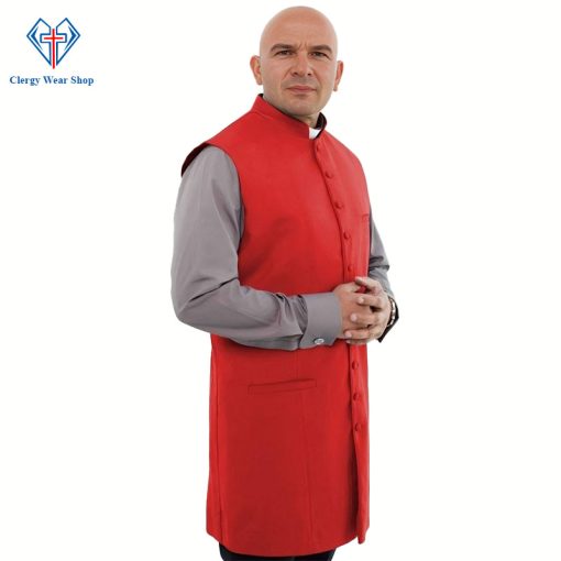 Red Long Clergy Vest for Holy Gatherings