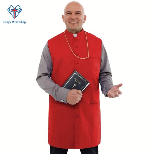 Red Long Clergy Vest for Holy Gatherings