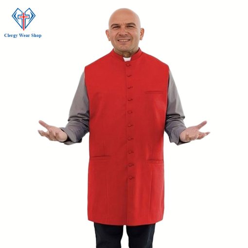 Red Long Clergy Vest for Holy Gatherings