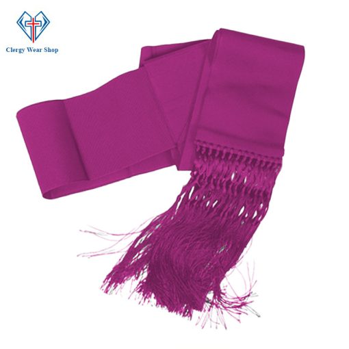 Red Purple Cincture Belt with Knotted Fringes
