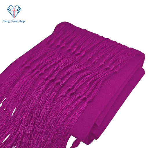 Red Purple Cincture Belt with Knotted Fringes