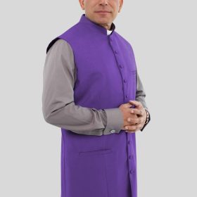 Roman Purple Long Clergy Vest for Senior Ministers