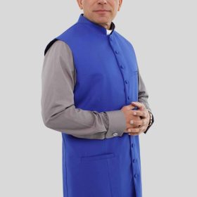 Royal Blue Long Clergy Vest for Church Leadership