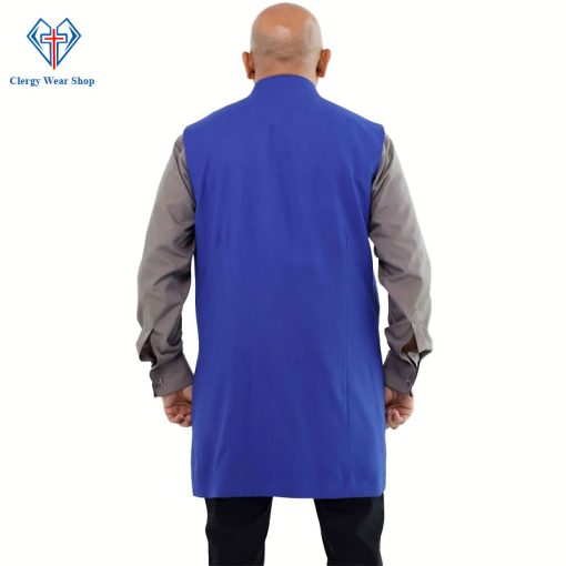 Royal Blue Long Clergy Vest for Graceful Leadership