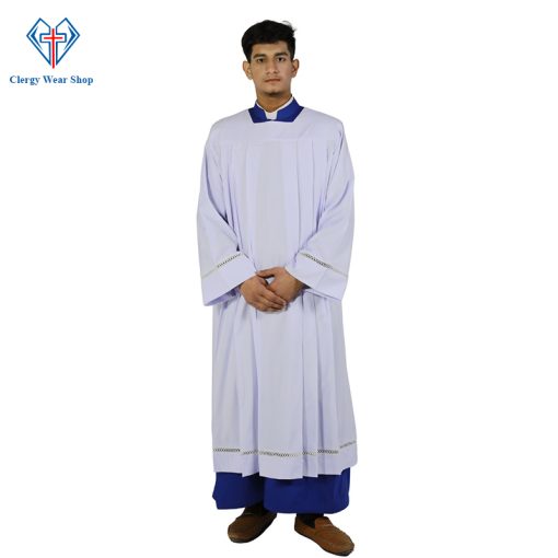 Traditional Liturgical Alb with Lace and Square Neck