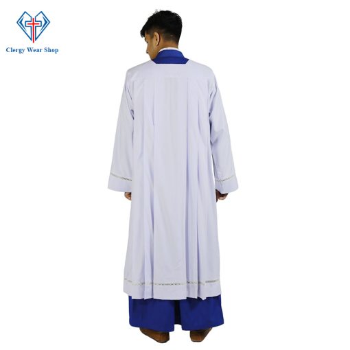 Traditional Liturgical Alb with Lace and Square Neck