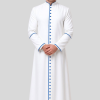Men's White Cassock with Blue Trim