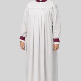 Observant Womens White Rochet with Red Purple Cuff Bands