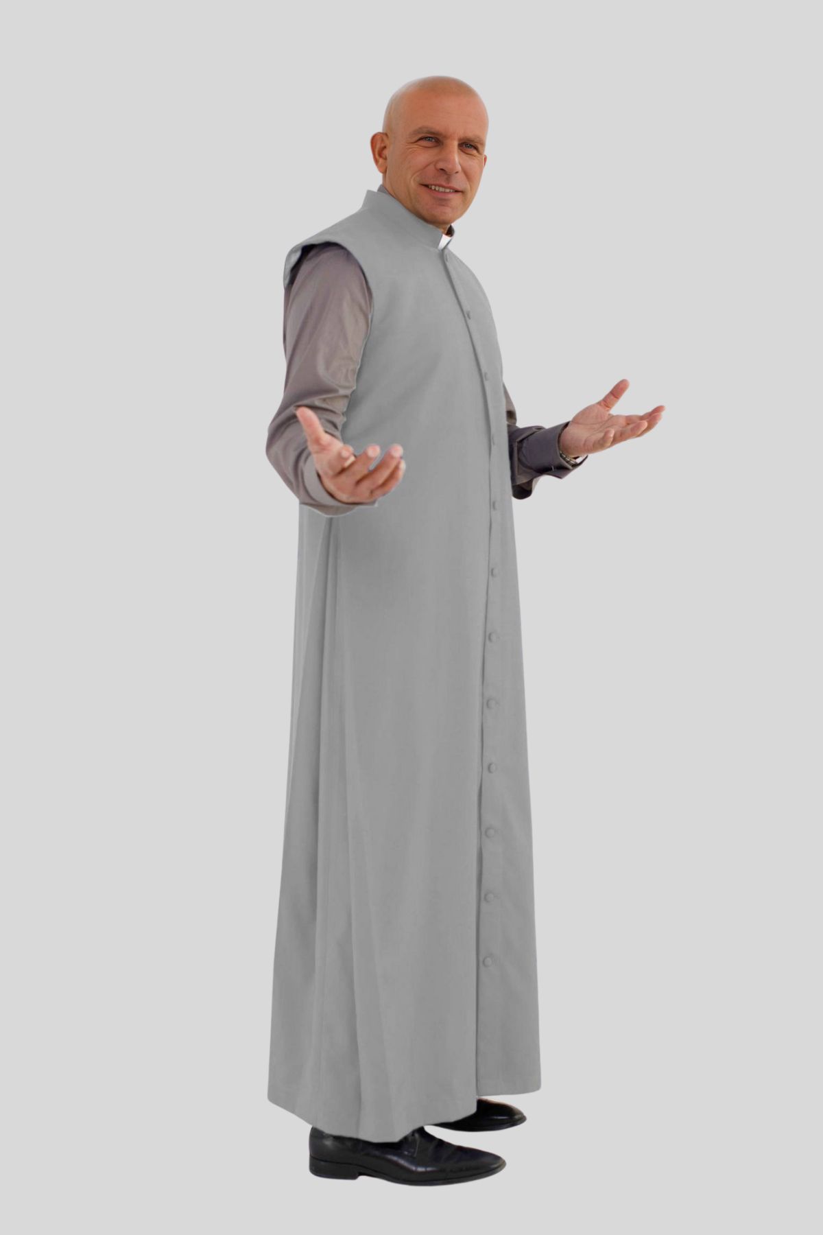 Gray Sleeveless Clergy Robe for Religious Leaders Gray Sleeveless Clergy Robe for Religious Leaders