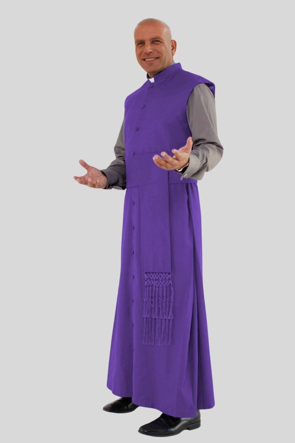 Roman Purple Sleeveless Clergy Robe for Worship Leaders