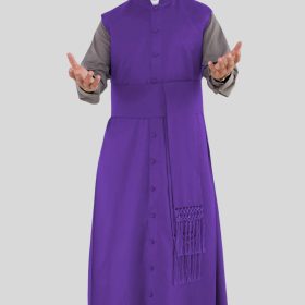 Roman Purple Sleeveless Clergy Robe for Worship Leaders