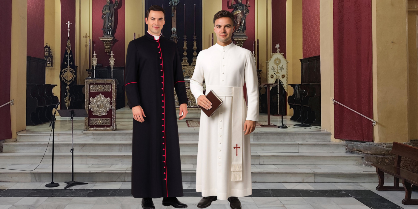 catholic clerical dress Cardinal Red Cassock with Pellegrina & Fascia and a long tradition of liturgical service Look Sharp in Saul Clergy