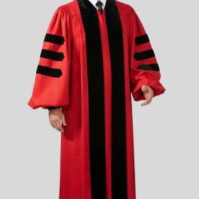 Evangelist Red Pulpit Robe with Doctoral Sleeve Bars & Velvet Panels