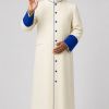 Ivory Cream Clergy Robe with Royal Blue Trim and Buttons