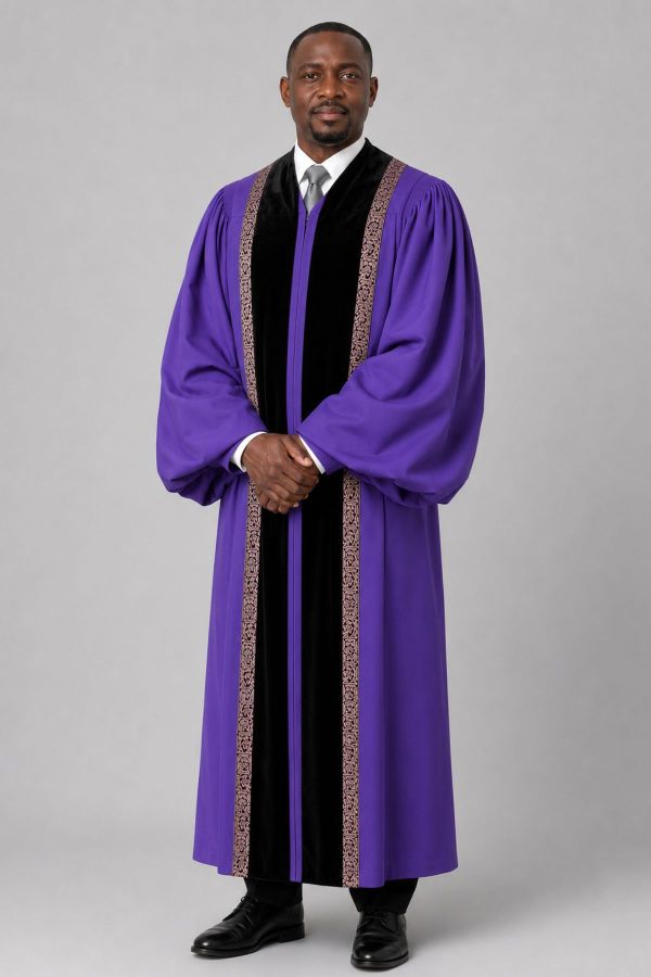Luminary Roman Purple Pulpit Robe Velvet Panels