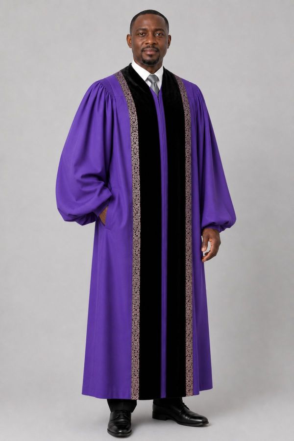 Luminary Roman Purple Pulpit Robe Velvet Panels