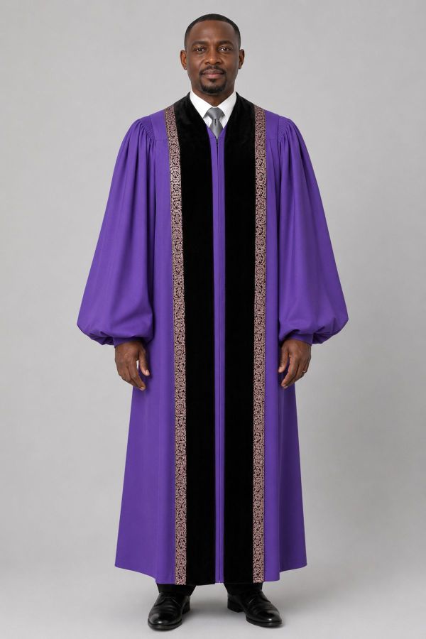 Luminary Roman Purple Pulpit Robe Velvet Panels